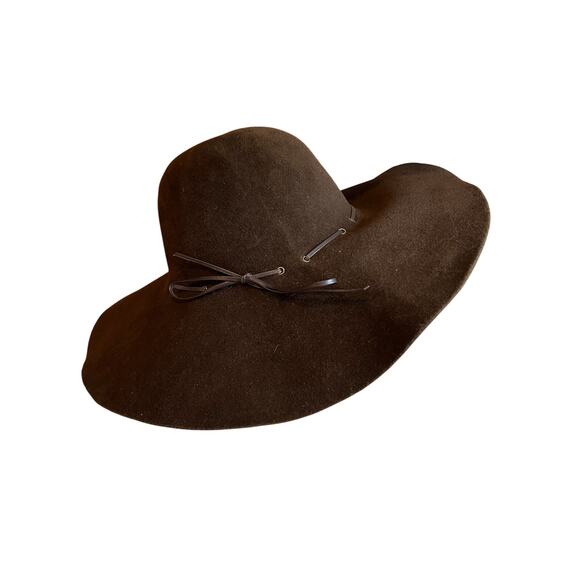 Eric Javits Floppy Brim Felt Hat Whipstitch Detail Dark Brown main image 6
